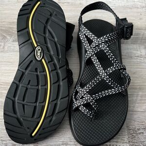 Chaco Black & White Patterned Z/Cloud Sandals